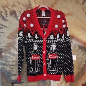 Coca Cola Red and Black Cardigan Sweater